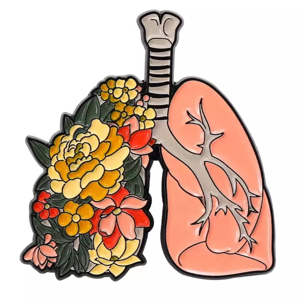 Anatomical Flower Lungs Enamel Pin Nurse Doctor Gift Medical School Floral Badge